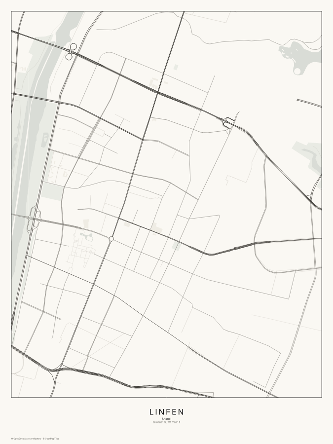 Linfen map poster, classic style