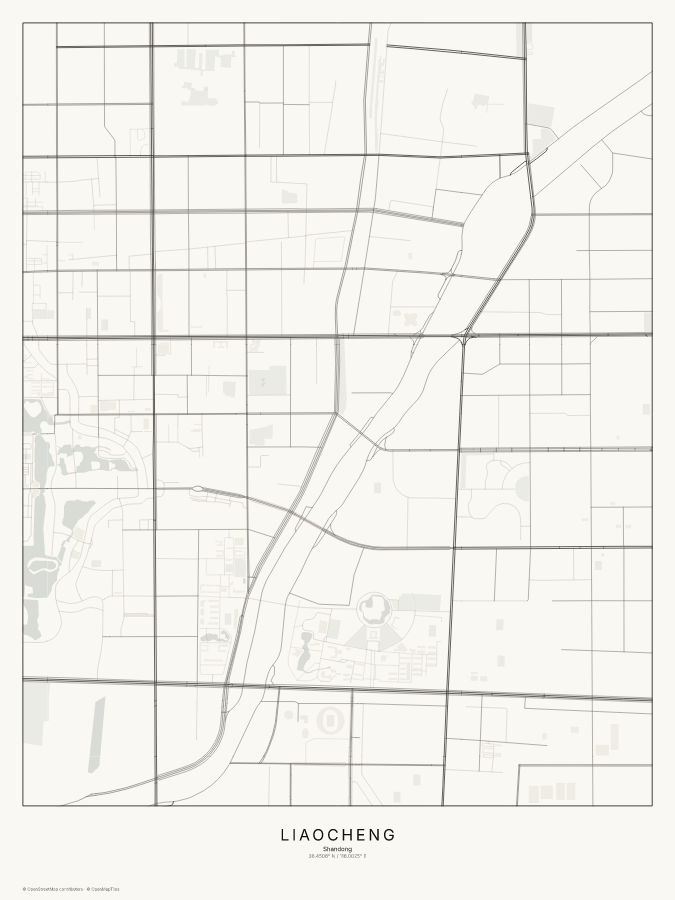 Liaocheng map poster, classic style