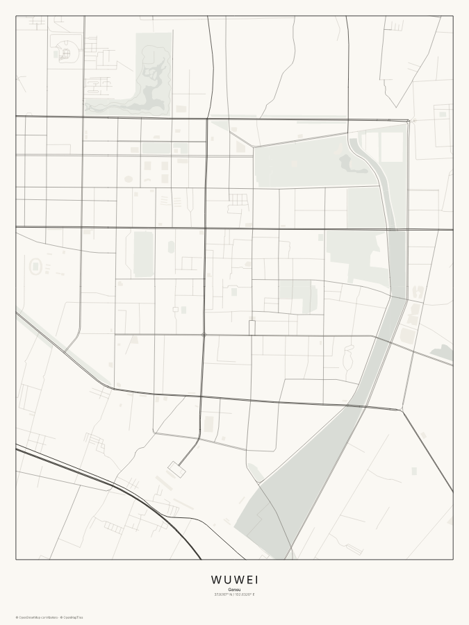 Wuwei map poster, classic style