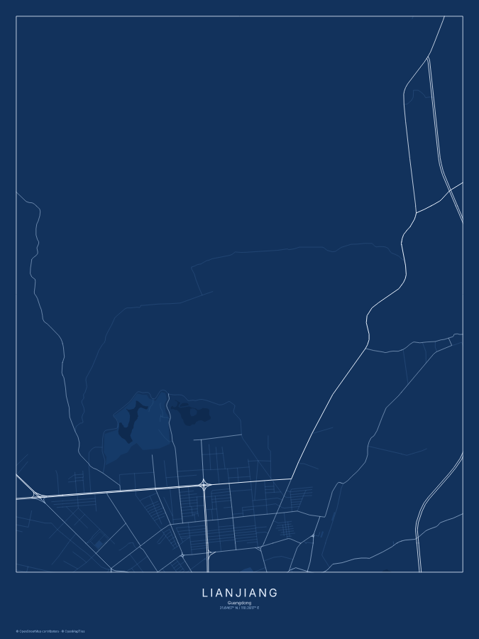 Lianjiang map poster, blueprint style