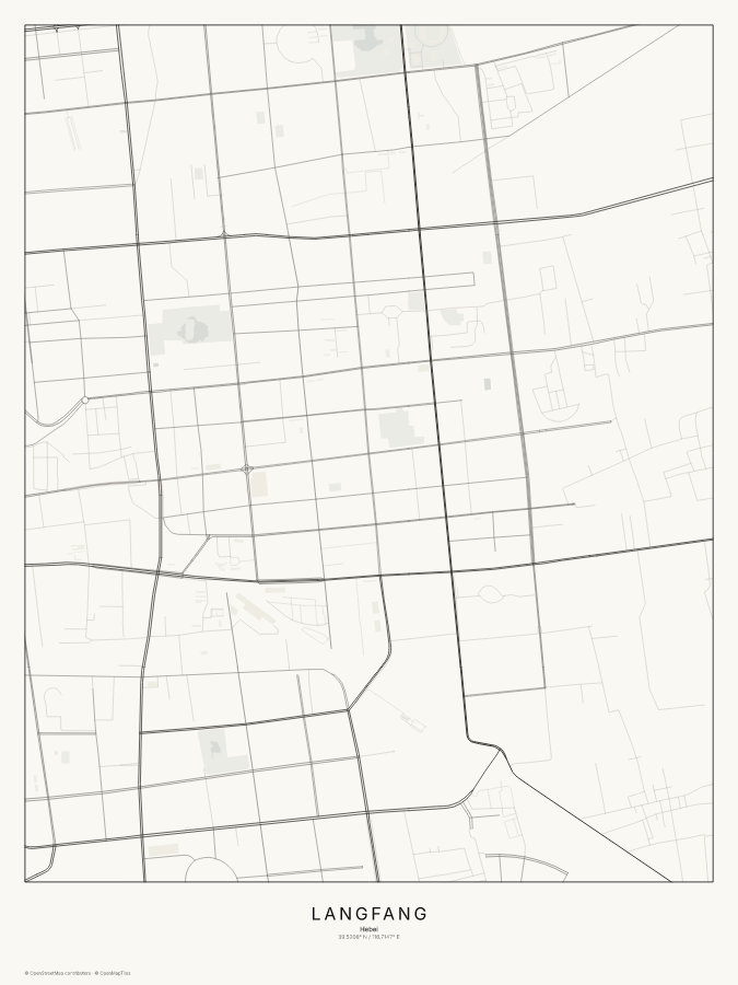 Langfang map poster, classic style