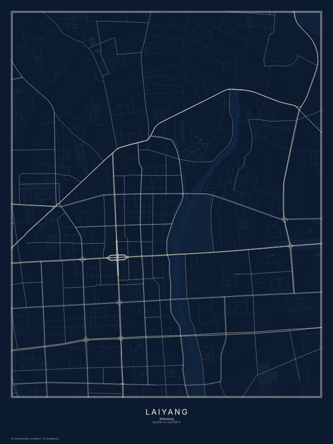 Laiyang map poster, midnight style