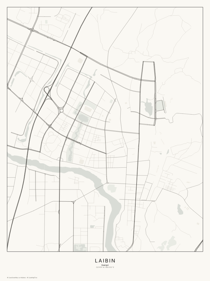Laibin map poster, classic style