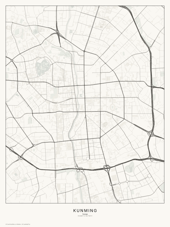 Kunming map poster, classic style