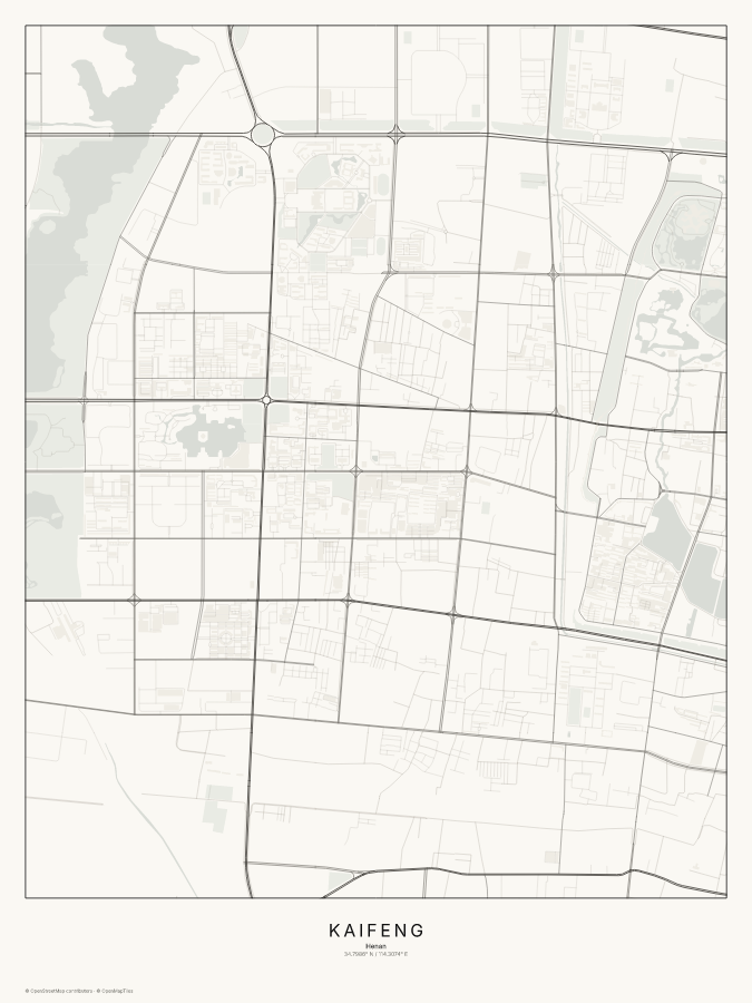 Kaifeng map poster, classic style