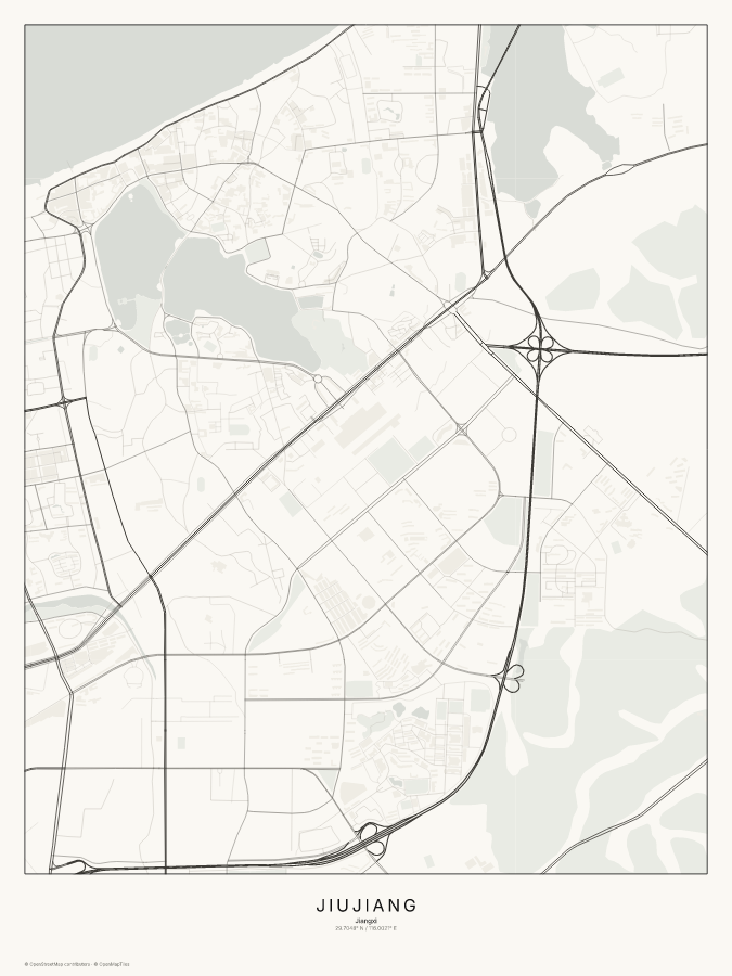 Jiujiang map poster, classic style
