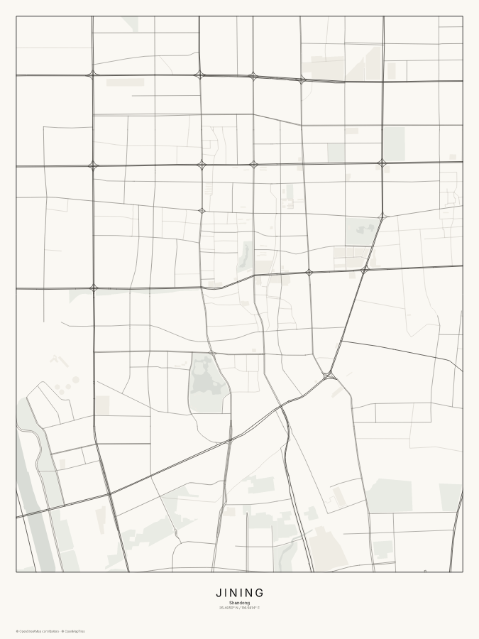 Jining map poster, classic style