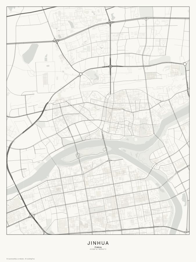 Jinhua map poster, classic style