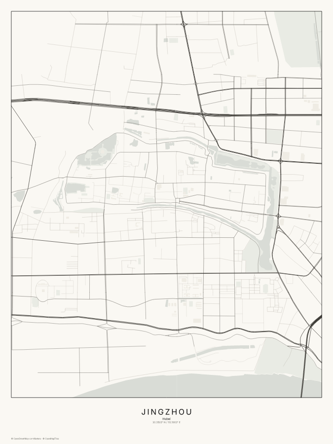 Jingzhou map poster, classic style