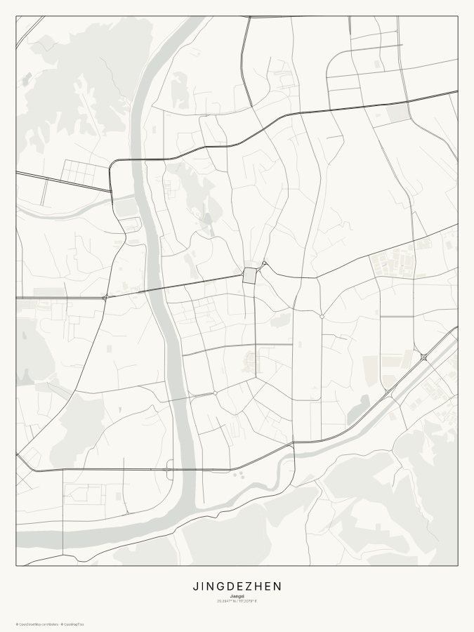 Jingdezhen map poster, classic style