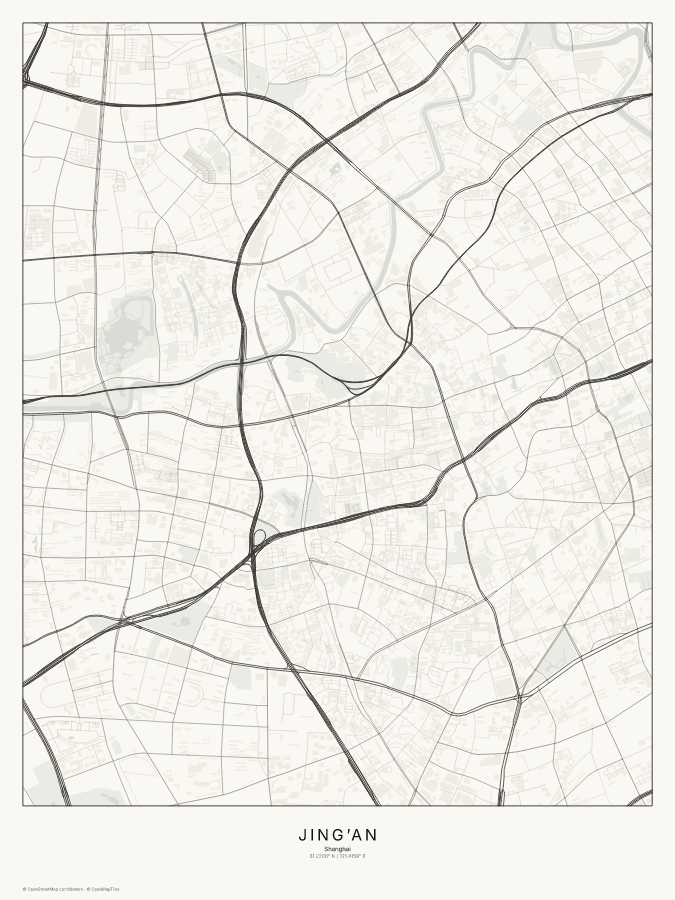 Jing’an map poster, classic style