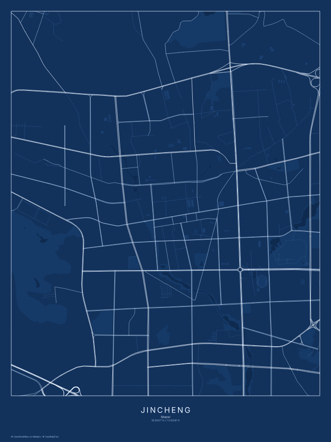 Jincheng map poster, blueprint style