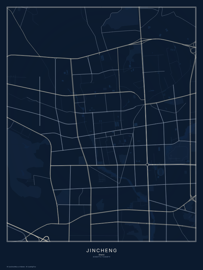 Jincheng map poster, midnight style