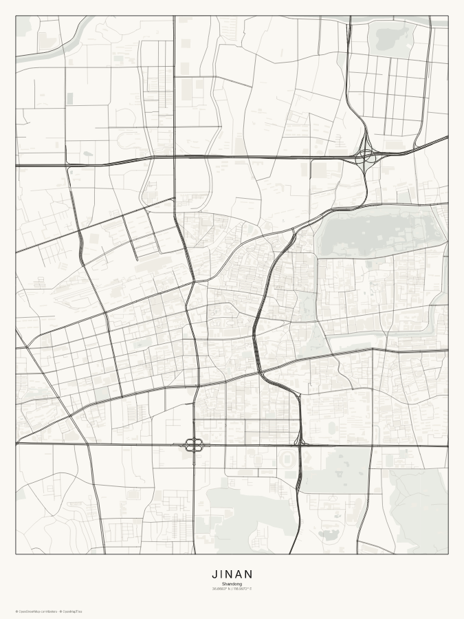 Jinan map poster, classic style