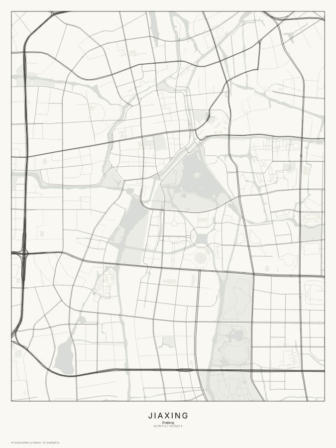 Jiaxing map poster, classic style