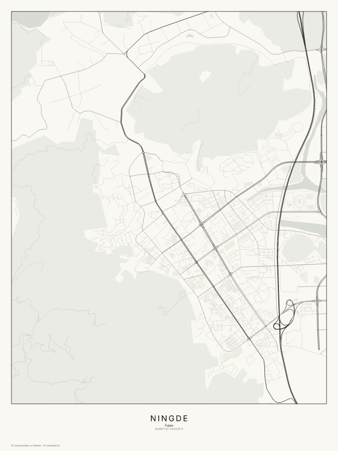 Ningde map poster, classic style