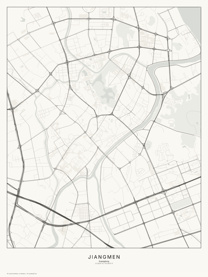 Jiangmen map poster, classic style