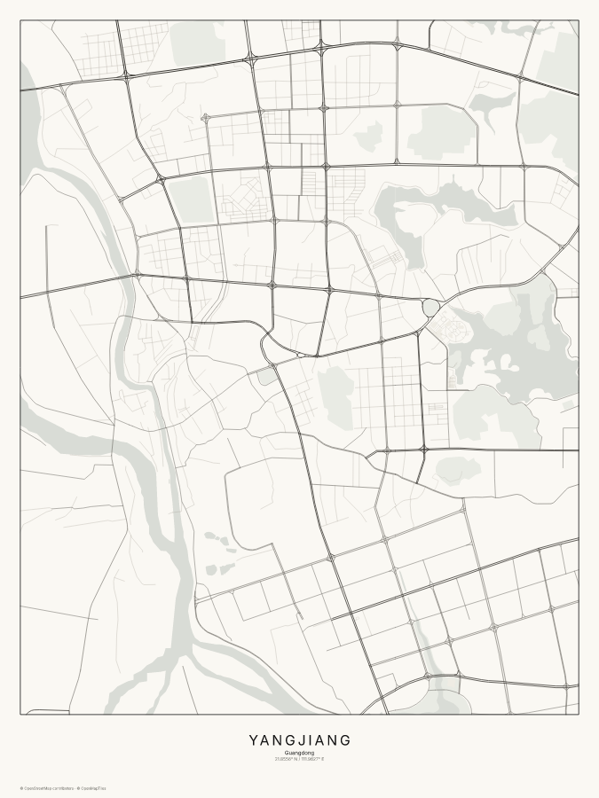 Yangjiang map poster, classic style