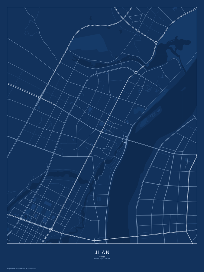 Ji’an map poster, blueprint style