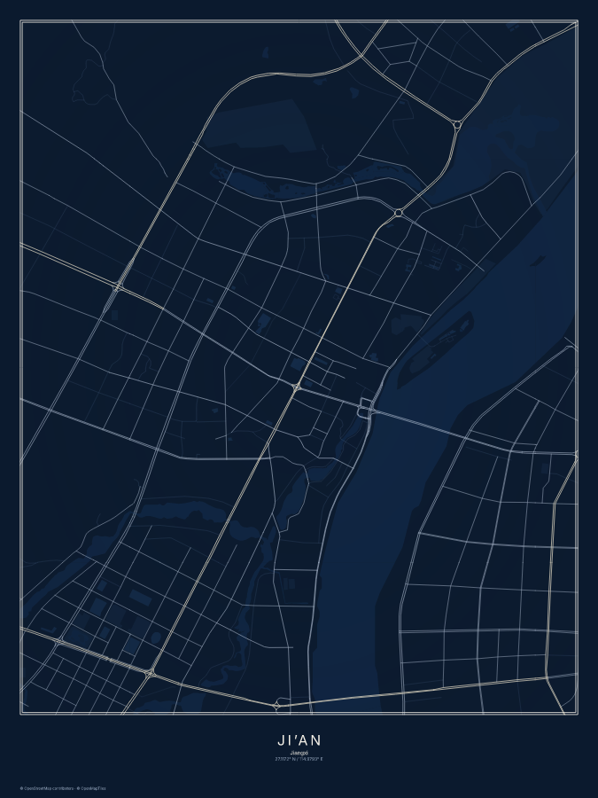 Ji’an map poster, midnight style