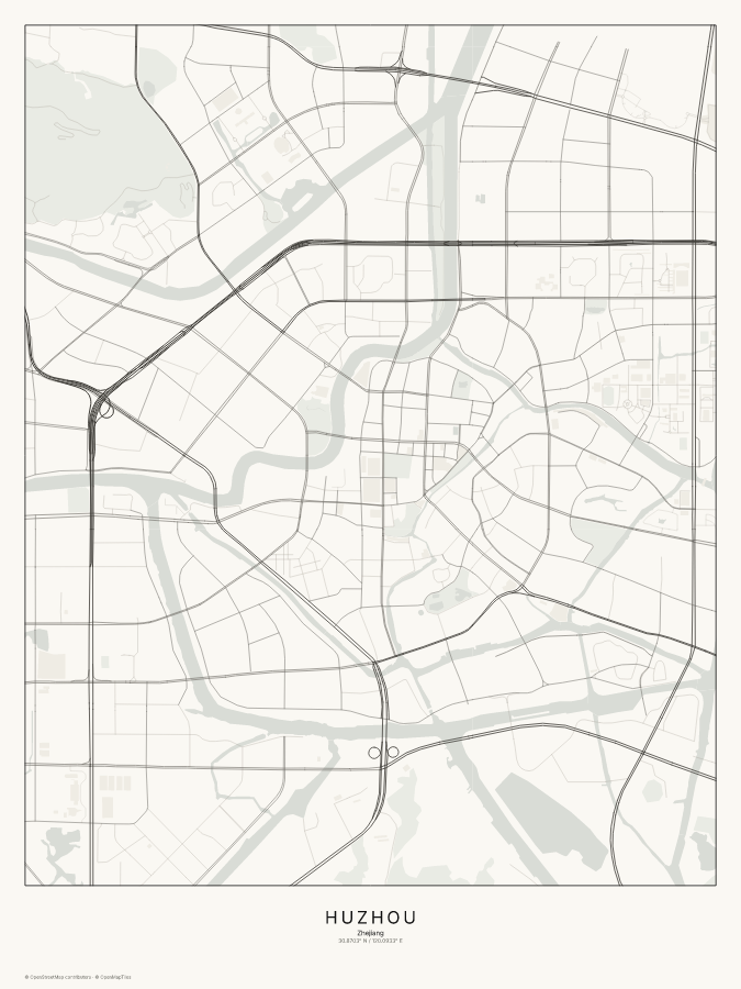Huzhou map poster, classic style
