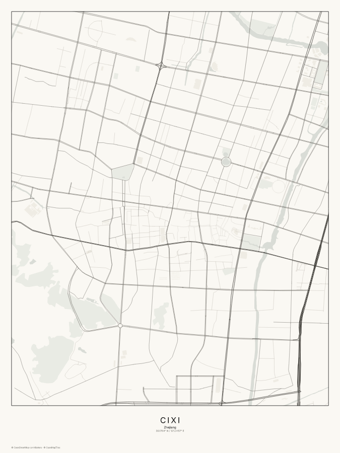 Cixi map poster, classic style