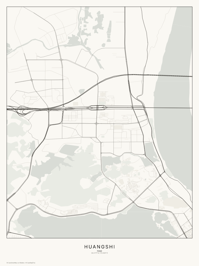 Huangshi map poster, classic style