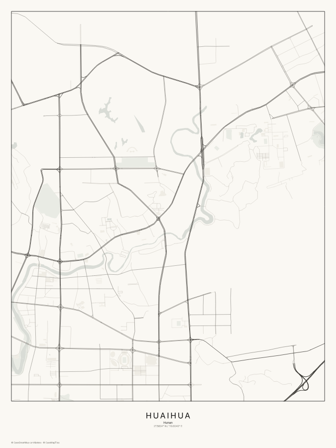 Huaihua map poster, classic style