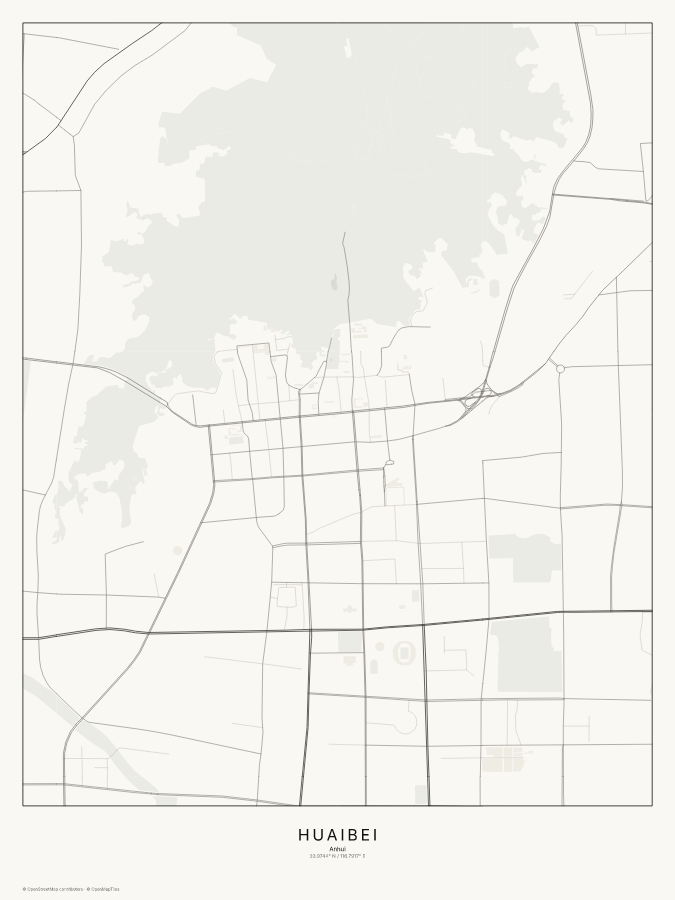 Huaibei map poster, classic style