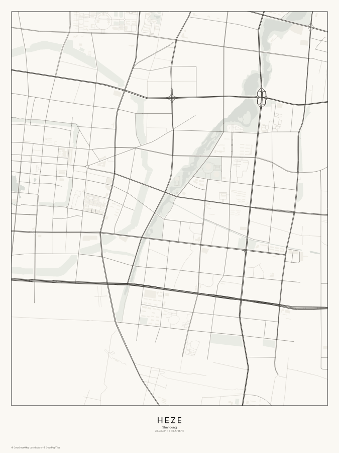 Heze map poster, classic style