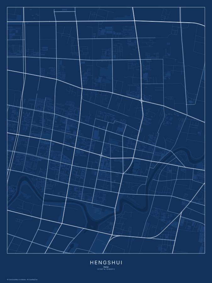 Hengshui map poster, blueprint style
