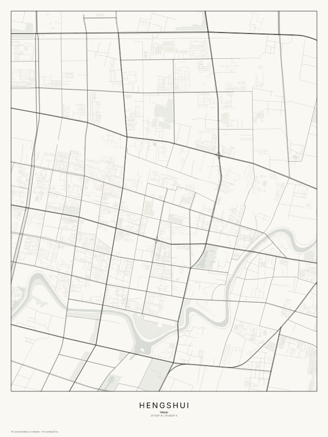 Hengshui map poster, classic style