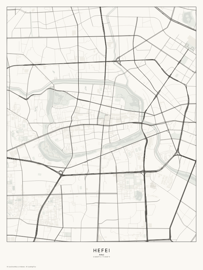 Hefei map poster, classic style