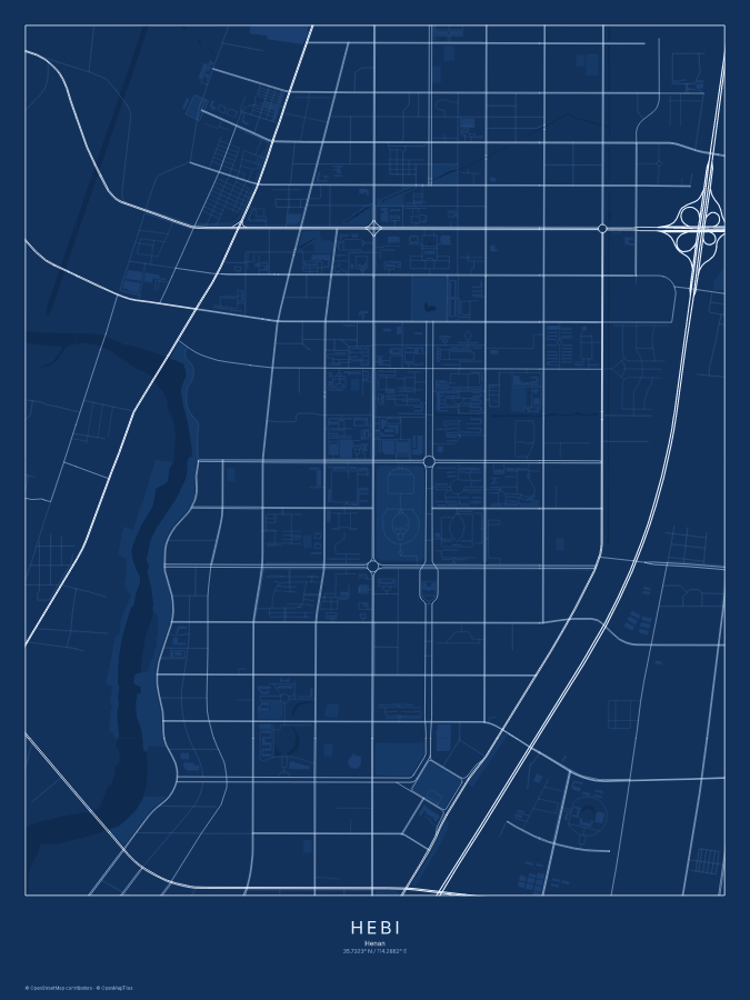 Hebi map poster, blueprint style