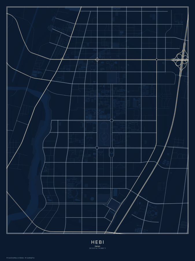 Hebi map poster, midnight style