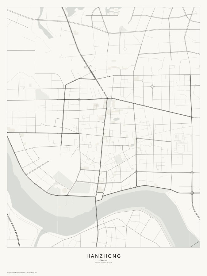 Hanzhong map poster, classic style