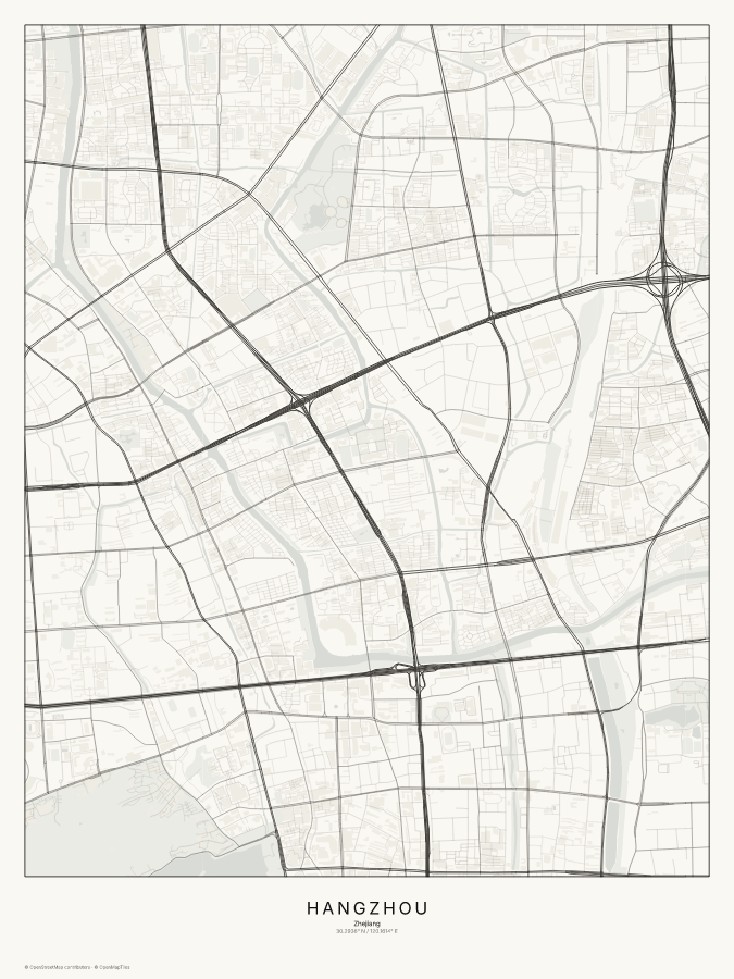 Hangzhou map poster, classic style