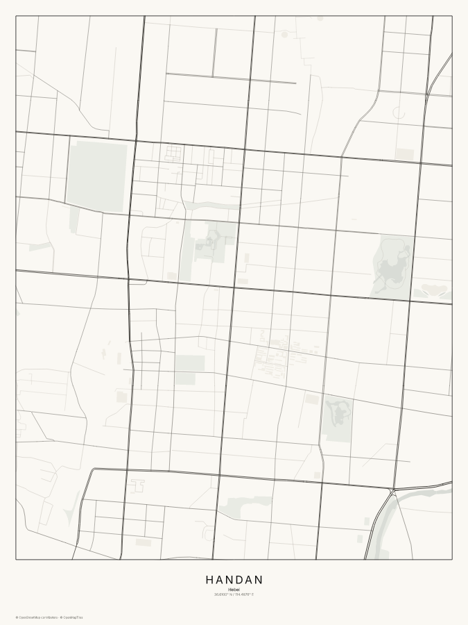 Handan map poster, classic style