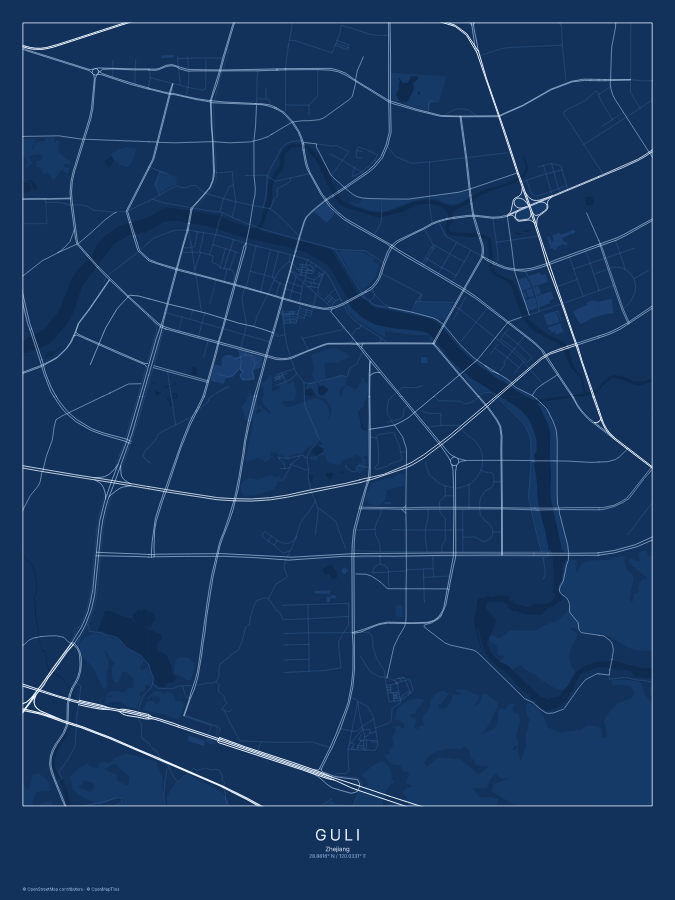 Guli map poster, blueprint style