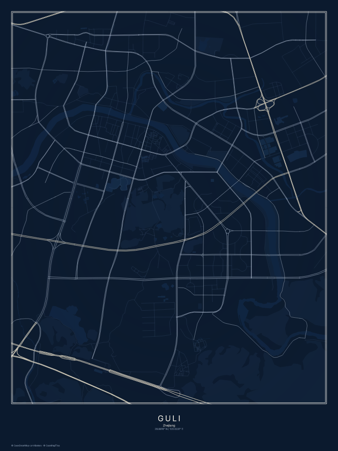Guli map poster, midnight style