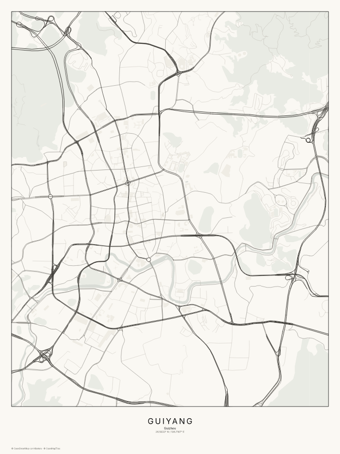 Guiyang map poster, classic style
