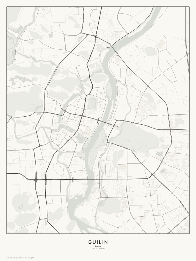 Guilin map poster, classic style
