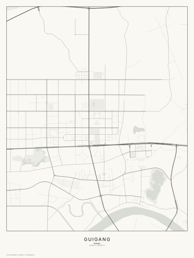Guigang map poster, classic style