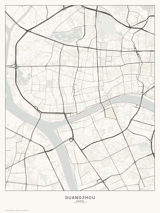 Guangzhou map poster, classic style