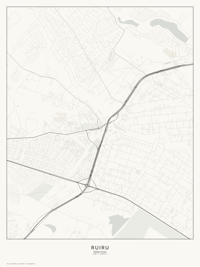 Ruiru map poster, classic style
