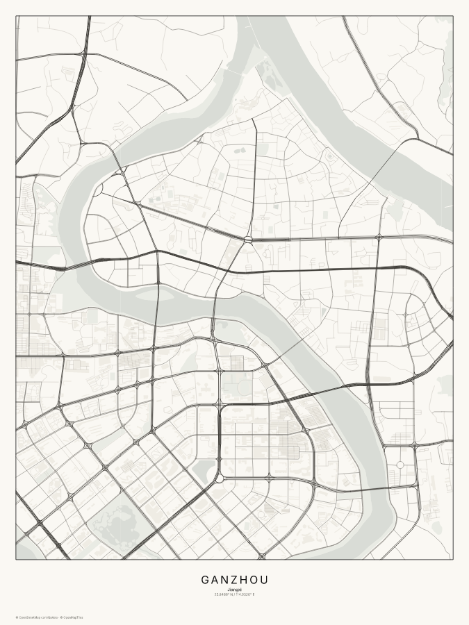 Ganzhou map poster, classic style