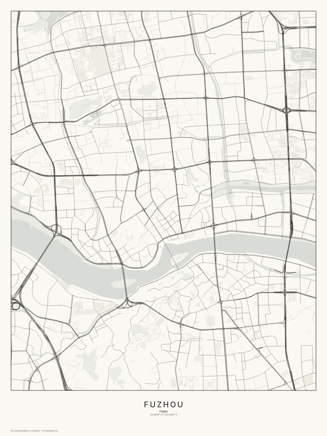 Fuzhou map poster, classic style
