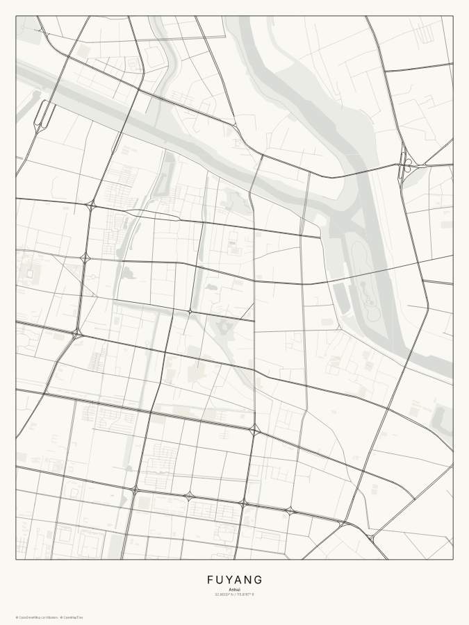 Fuyang map poster, classic style
