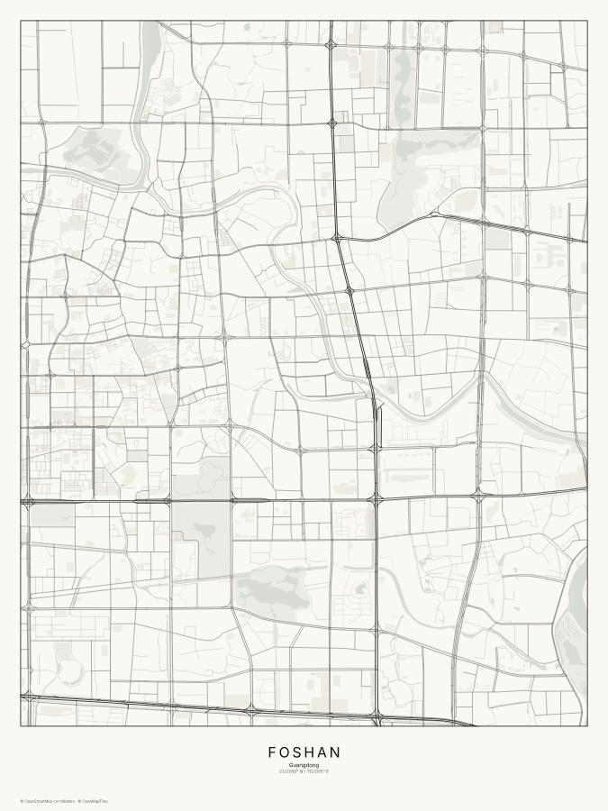Foshan map poster, classic style