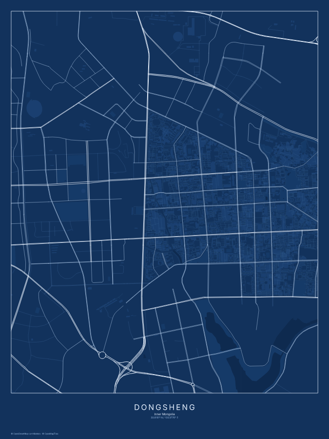 Dongsheng map poster, blueprint style